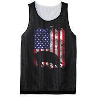 American Flag Pig Vintage Farm Animal Patriotic Farmer Mesh Reversible Basketball Jersey Tank