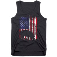 American Flag Pig Vintage Farm Animal Patriotic Farmer Tank Top