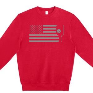 American Flag Pickleball Premium Crewneck Sweatshirt