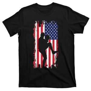 American Flag Pitcher Baseball Apparel Baseball T-Shirt