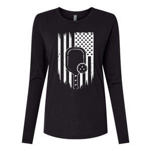 American Flag Pickleball Apparel Pickleball Womens Cotton Relaxed Long Sleeve T-Shirt