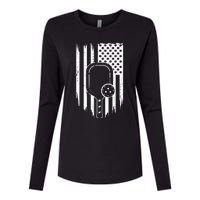 American Flag Pickleball Apparel Pickleball Womens Cotton Relaxed Long Sleeve T-Shirt