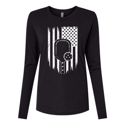 American Flag Pickleball Apparel Pickleball Womens Cotton Relaxed Long Sleeve T-Shirt