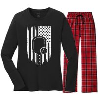 American Flag Pickleball Apparel Pickleball Women's Long Sleeve Flannel Pajama Set 