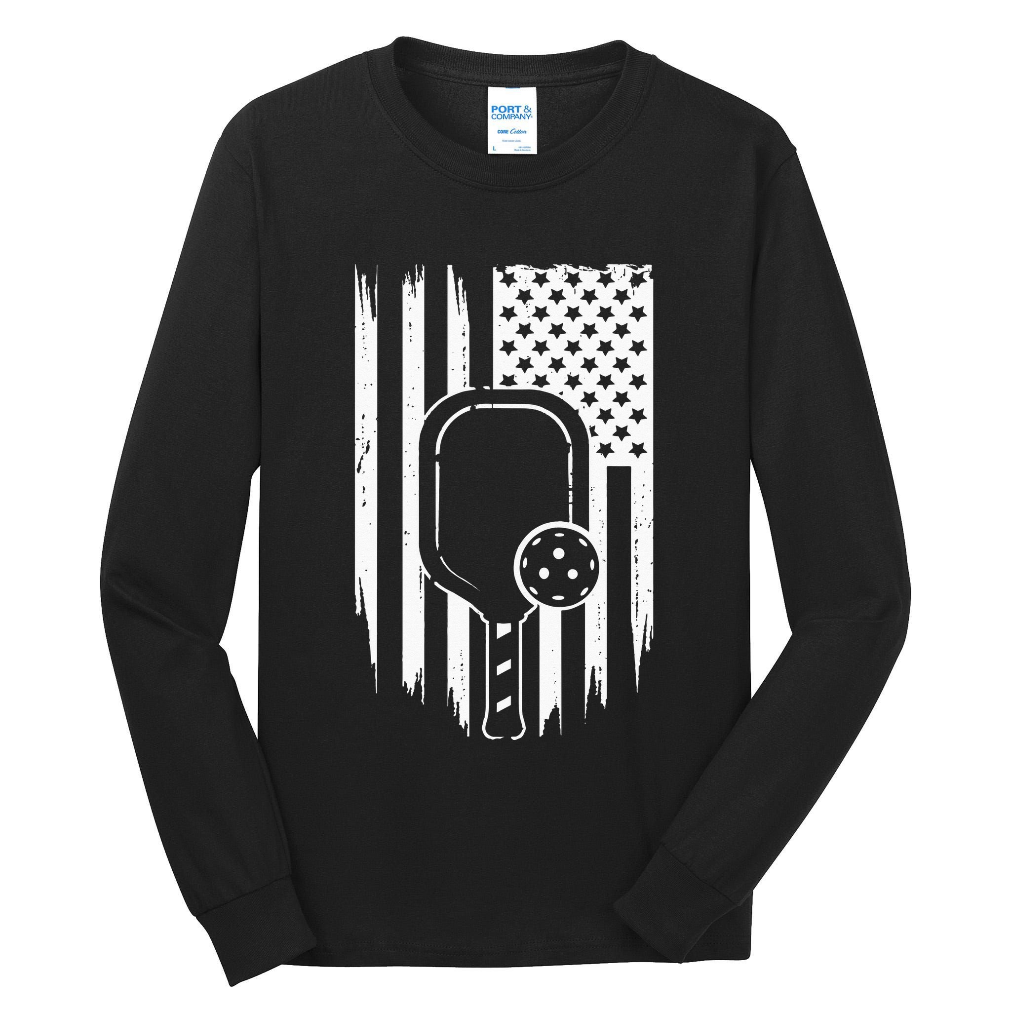American Flag Pickleball Apparel Pickleball Tall Long Sleeve T-Shirt