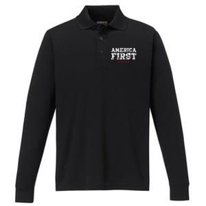 America First Protrump Performance Long Sleeve Polo