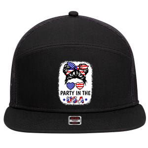 American Flag Party In Usa 4th July Patriotic Teen Girl 7 Panel Mesh Trucker Snapback Hat