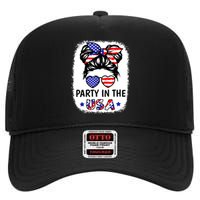 American Flag Party In Usa 4th July Patriotic Teen Girl High Crown Mesh Back Trucker Hat