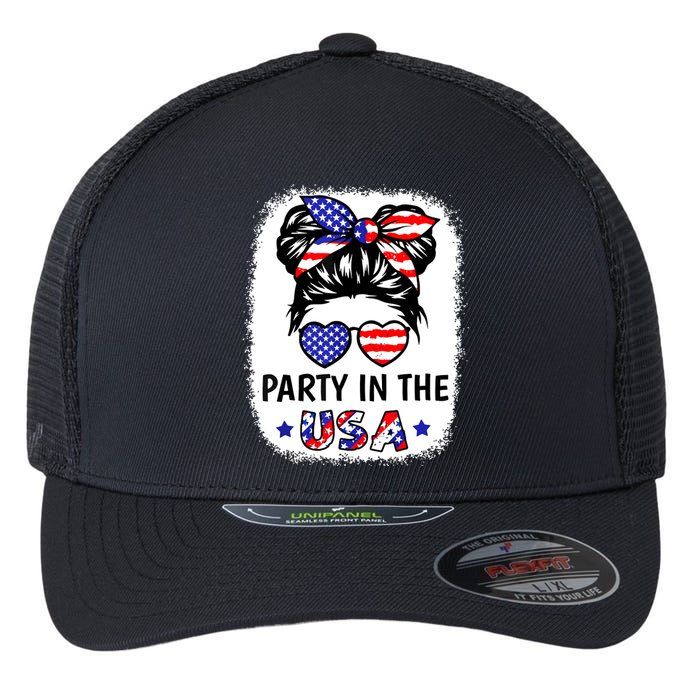 American Flag Party In Usa 4th July Patriotic Teen Girl Flexfit Unipanel Trucker Cap