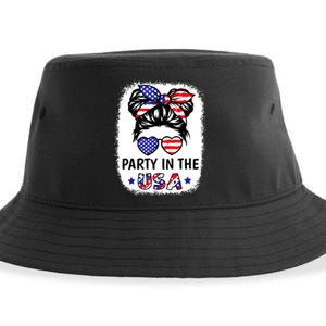 American Flag Party In Usa 4th July Patriotic Teen Girl Sustainable Bucket Hat