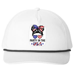 American Flag Party In Usa 4th July Patriotic Teen Girl Snapback Five-Panel Rope Hat