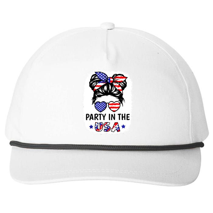 American Flag Party In Usa 4th July Patriotic Teen Girl Snapback Five-Panel Rope Hat