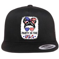 American Flag Party In Usa 4th July Patriotic Teen Girl Flat Bill Trucker Hat