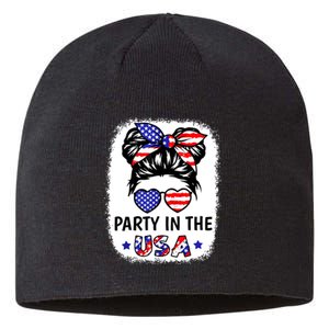 American Flag Party In Usa 4th July Patriotic Teen Girl Sustainable Beanie