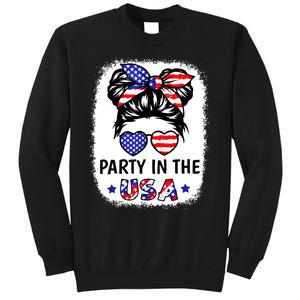 American Flag Party In Usa 4th July Patriotic Teen Girl Tall Sweatshirt