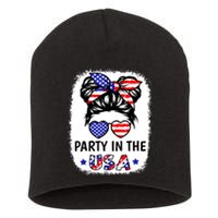 American Flag Party In Usa 4th July Patriotic Teen Girl Short Acrylic Beanie