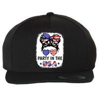 American Flag Party In Usa 4th July Patriotic Teen Girl Wool Snapback Cap