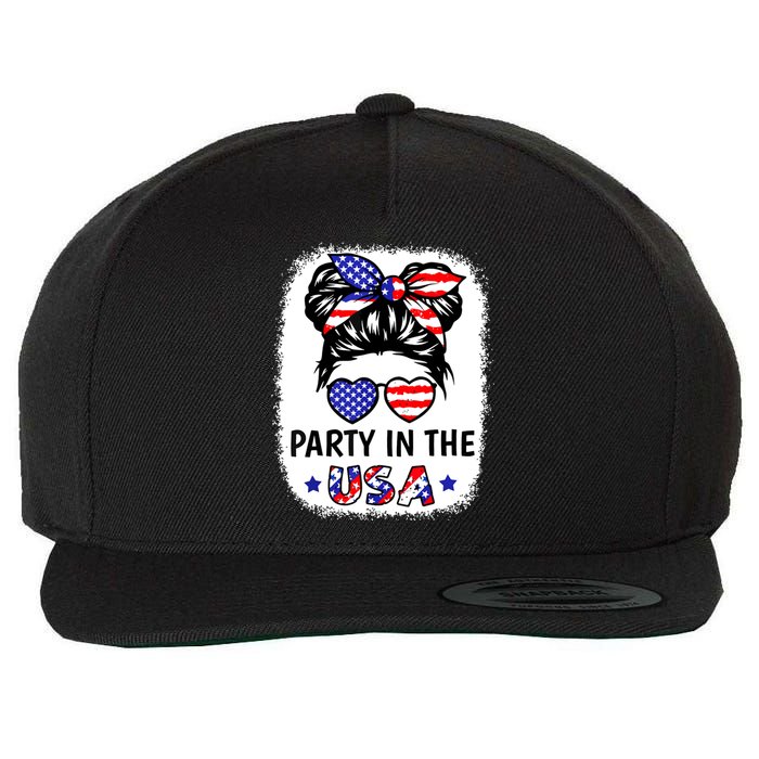 American Flag Party In Usa 4th July Patriotic Teen Girl Wool Snapback Cap