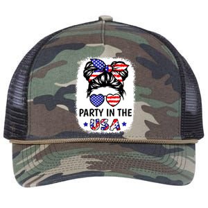 American Flag Party In Usa 4th July Patriotic Teen Girl Retro Rope Trucker Hat Cap