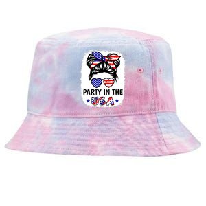 American Flag Party In Usa 4th July Patriotic Teen Girl Tie-Dyed Bucket Hat