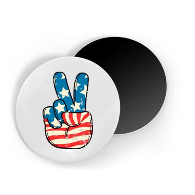 American Flag Peace Sign Hand 4th Of July Patriotic Magnet