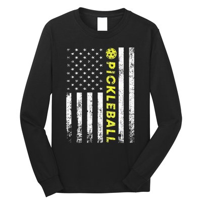 American Flag Pickleball For Pickleball Lovers Long Sleeve Shirt