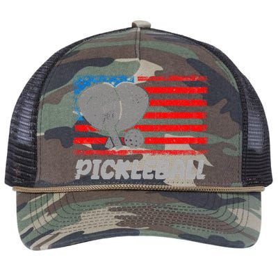 American Flag Pickleball Players Pickleball Paddles Retro Rope Trucker Hat Cap