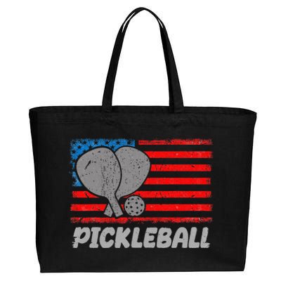 American Flag Pickleball Players Pickleball Paddles Cotton Canvas Jumbo Tote