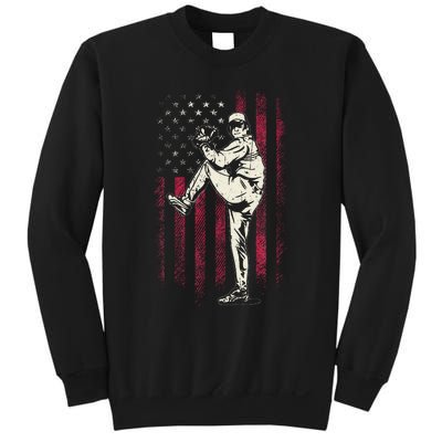 American Flag Pitcher Baseball Apparel Baseball Sweatshirt