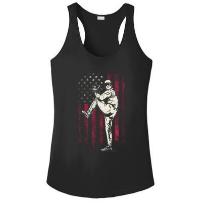 American Flag Pitcher Baseball Apparel Baseball Ladies PosiCharge Competitor Racerback Tank