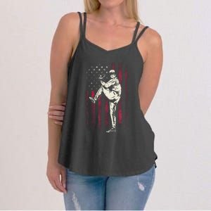 American Flag Pitcher Baseball Apparel Baseball Women's Strappy Tank