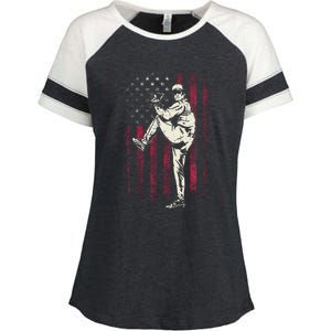 American Flag Pitcher Baseball Apparel Baseball Enza Ladies Jersey Colorblock Tee