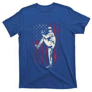 American Flag Pitcher Baseball Apparel Baseball T-Shirt