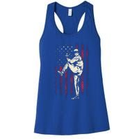 American Flag Pitcher Baseball Apparel Baseball Women's Racerback Tank