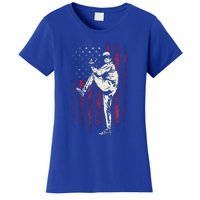 American Flag Pitcher Baseball Apparel Baseball Women's T-Shirt