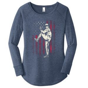 American Flag Pitcher Baseball Apparel Baseball Women's Perfect Tri Tunic Long Sleeve Shirt