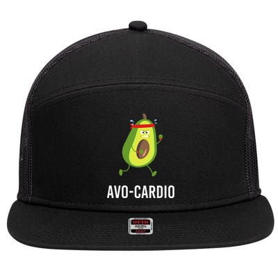 AvoCardio Funny Pun Workout Running Avocado 7 Panel Mesh Trucker Snapback Hat