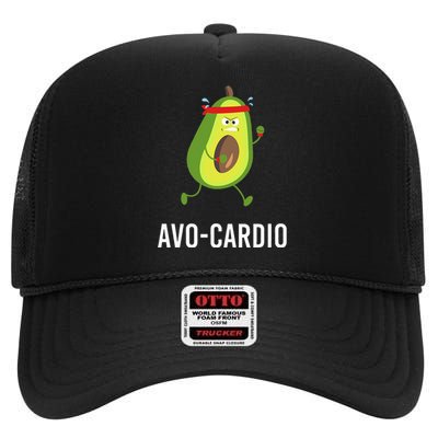 AvoCardio Funny Pun Workout Running Avocado High Crown Mesh Back Trucker Hat