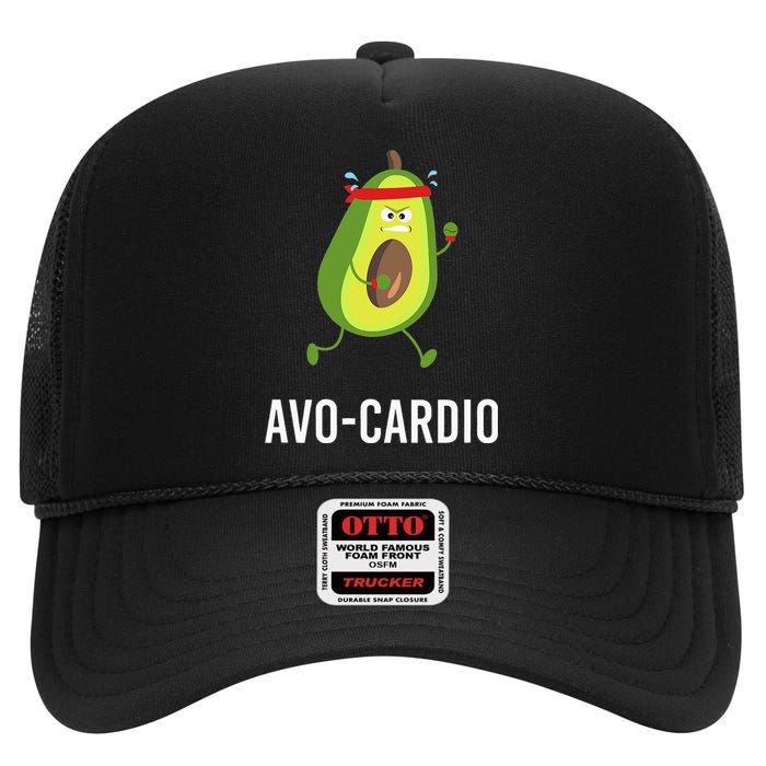 AvoCardio Funny Pun Workout Running Avocado High Crown Mesh Back Trucker Hat