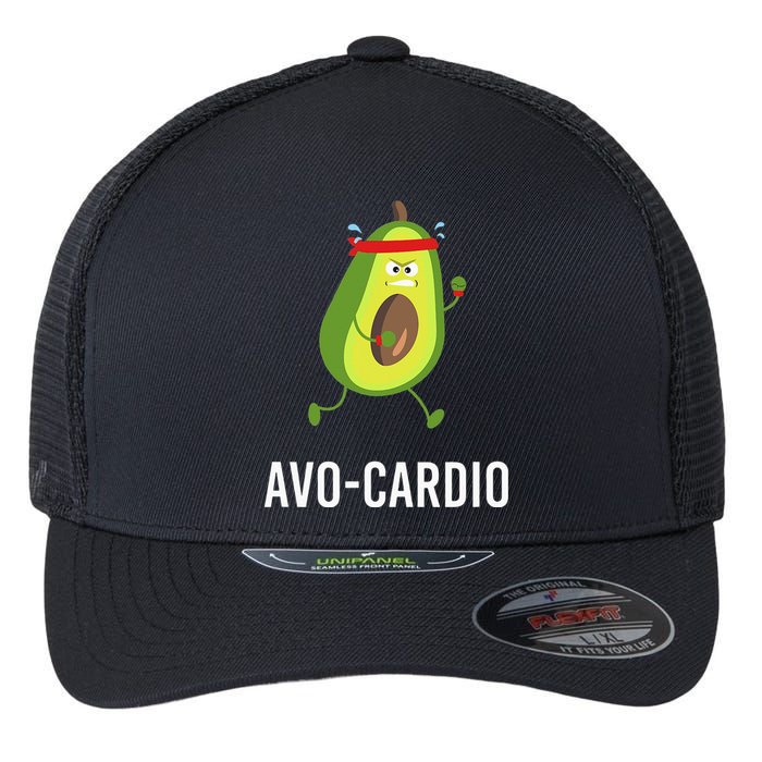 AvoCardio Funny Pun Workout Running Avocado Flexfit Unipanel Trucker Cap