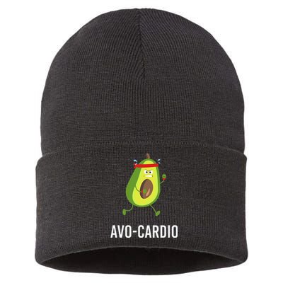 AvoCardio Funny Pun Workout Running Avocado Sustainable Knit Beanie