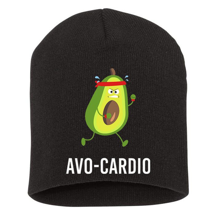 AvoCardio Funny Pun Workout Running Avocado Short Acrylic Beanie