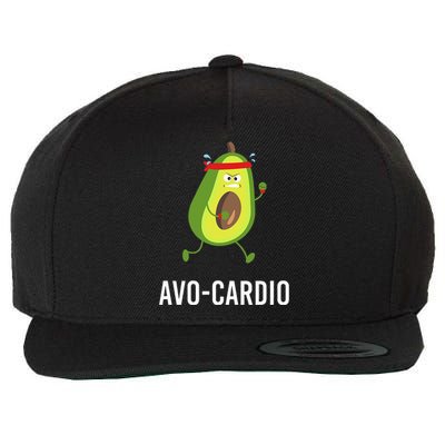 AvoCardio Funny Pun Workout Running Avocado Wool Snapback Cap