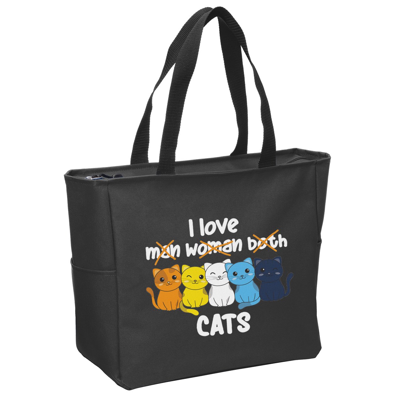 Aroace Flag Pride Lgbtq Cats Cute Aroace Cat Zip Tote Bag