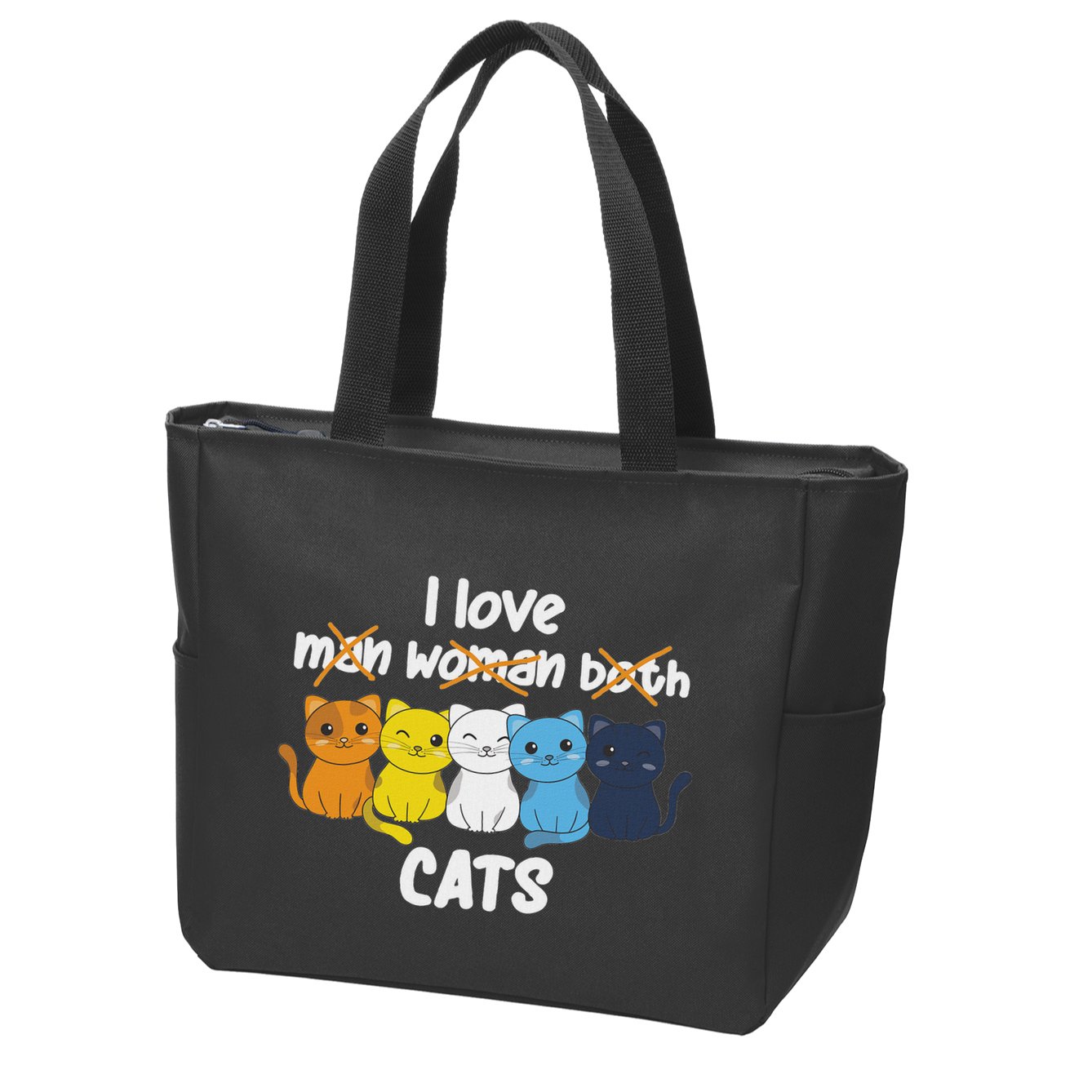 Aroace Flag Pride Lgbtq Cats Cute Aroace Cat Zip Tote Bag