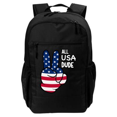 American Flag Peace Sign Hand Gift 4th Of July All Usa Dude Great Gift Backpack