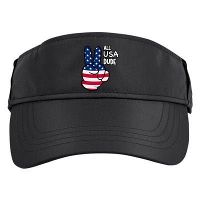 American Flag Peace Sign Hand Gift 4th Of July All Usa Dude Great Gift Adult Drive Performance Visor