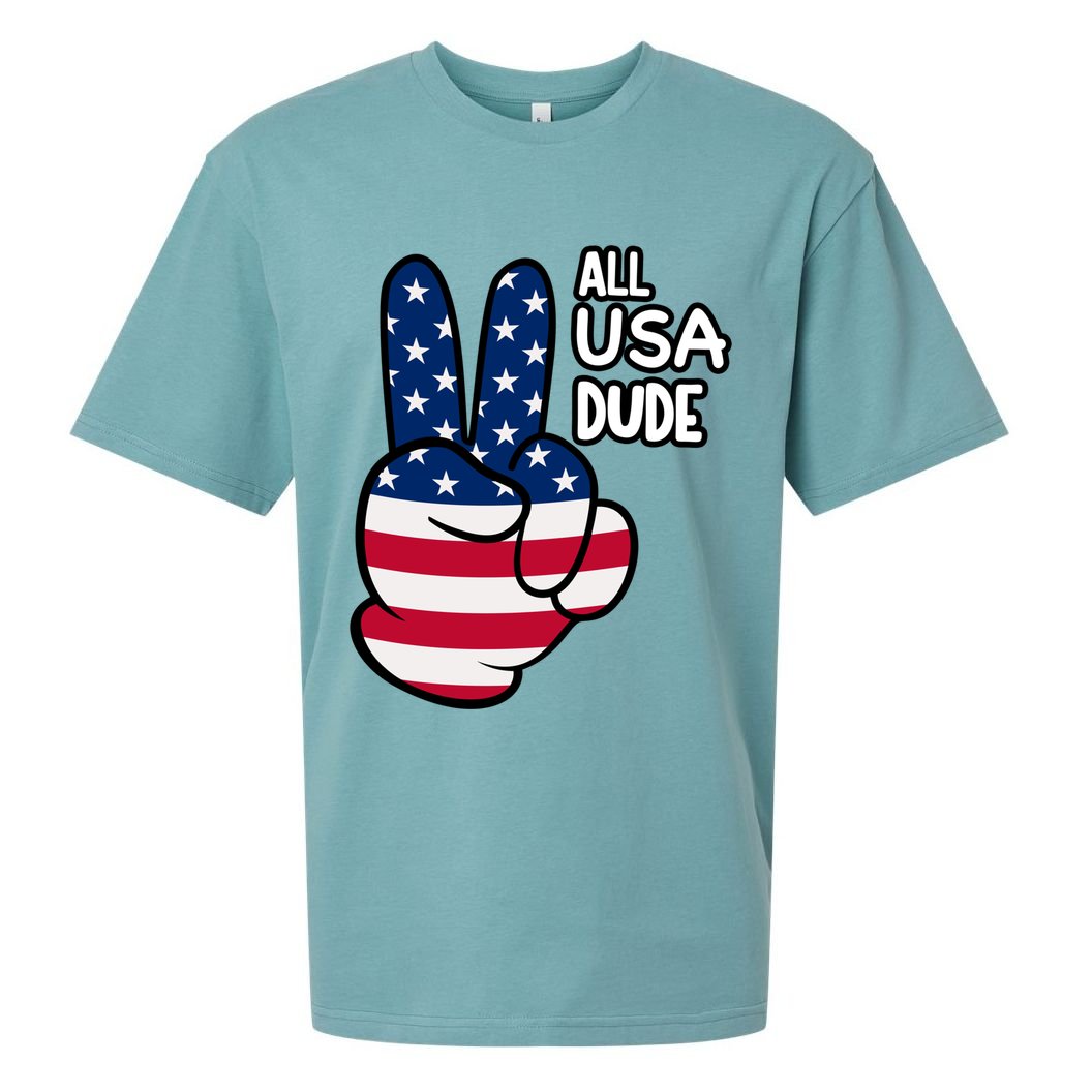 American Flag Peace Sign Hand Gift 4th Of July All Usa Dude Great Gift Sueded Cloud Jersey T-Shirt