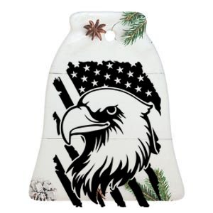 America Flag Patriotic Eagle Ceramic Bell Ornament