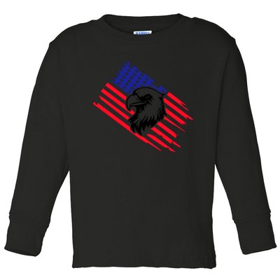 America Flag Patriotic Eagle Toddler Long Sleeve Shirt